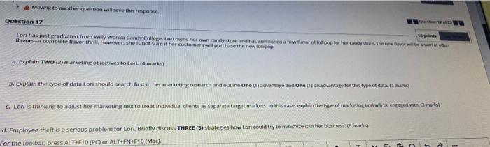 A Moving to another question will save the