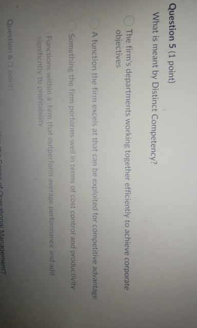 Question 5 (1 point) What is meant by Distinct