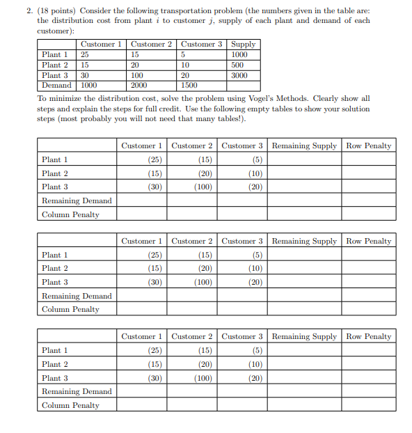 2. (18 points) Consider the following