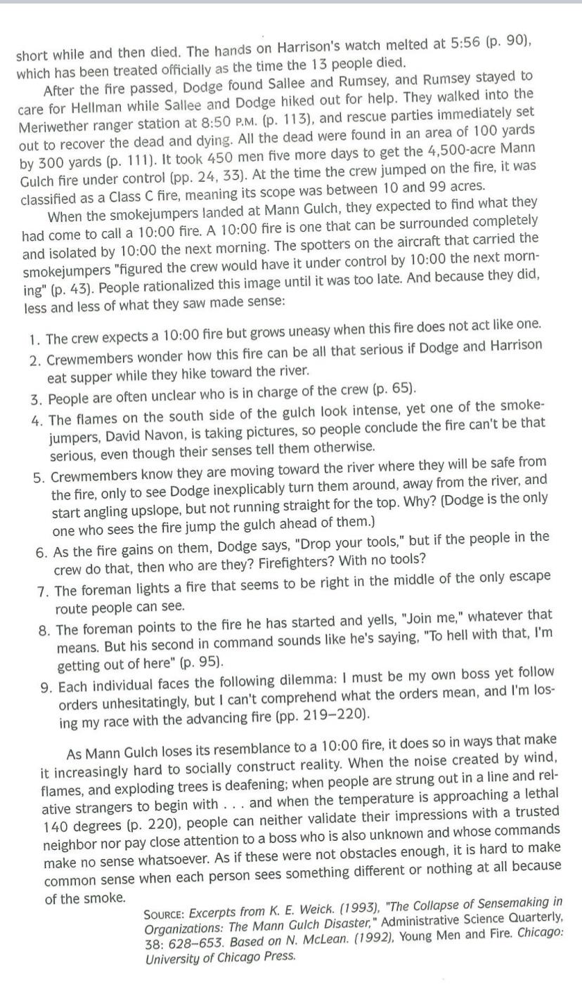 CASES INVOLVING PROBLEM SOLVING The Mann Gulch