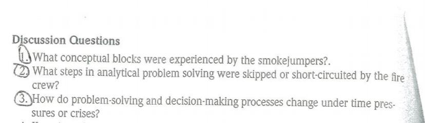 CASES INVOLVING PROBLEM SOLVING The Mann Gulch