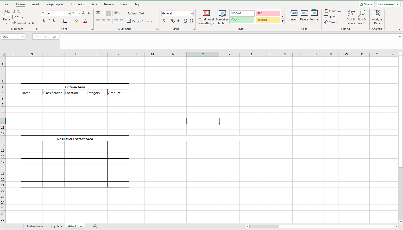 1.Use the "org data" to build a Pivot table on a