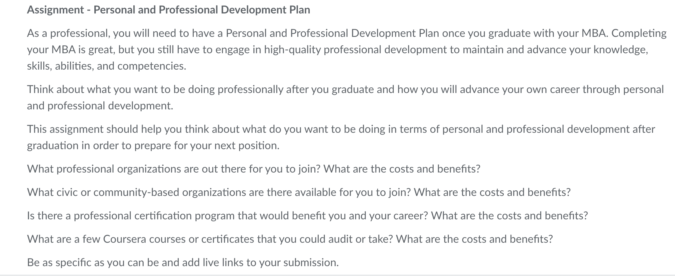 Assignment - Personal and Professional