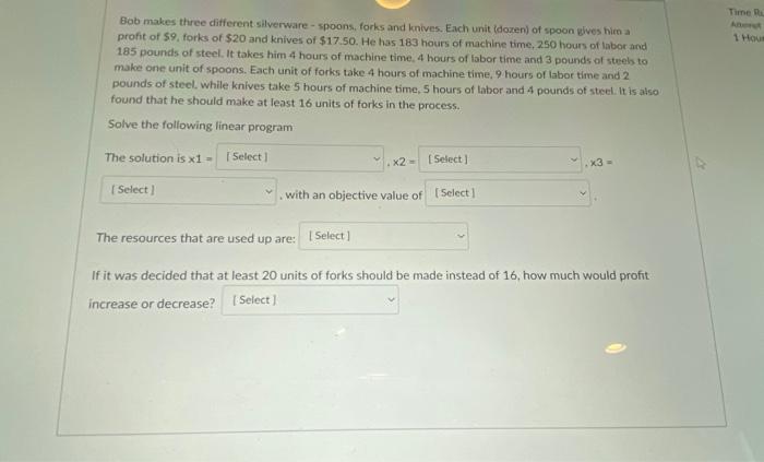 Time 1 Hour Bob makes three different silverware