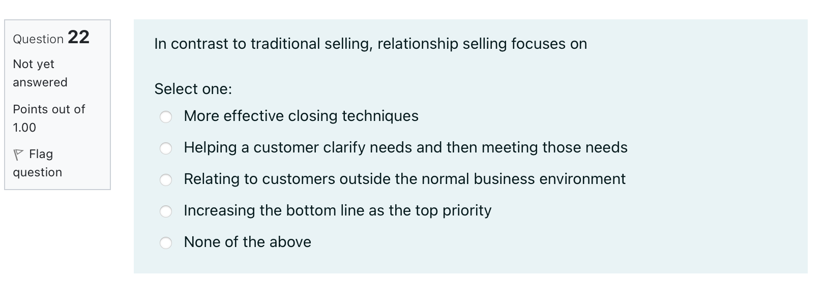 Question 21 During which stage in the selling