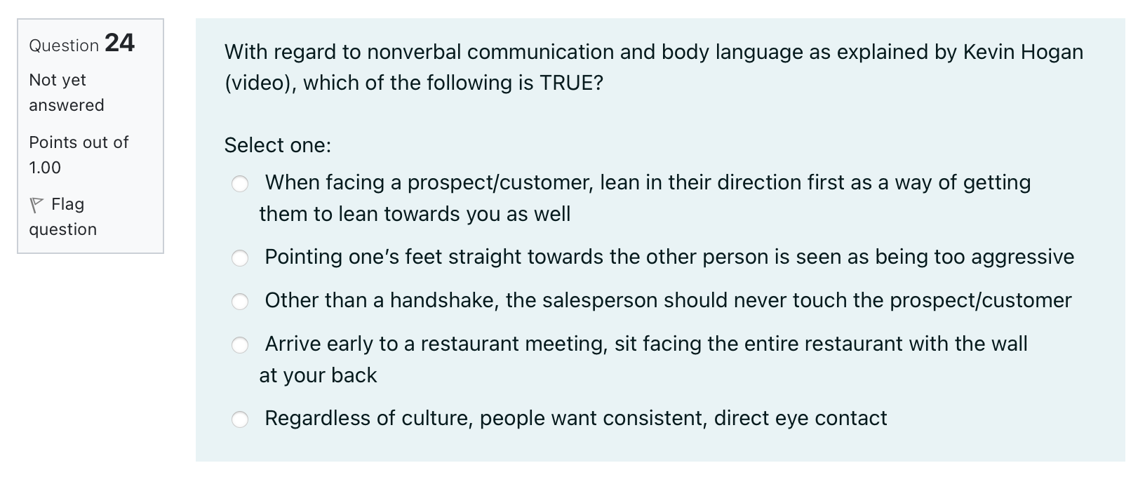 Question 21 During which stage in the selling