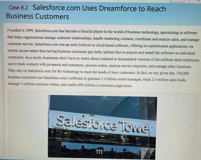 please help Case 8.2 Salesforce.com Uses