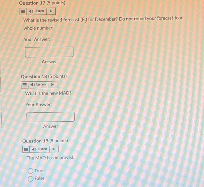 What is the revised forecast (Ft) for December?