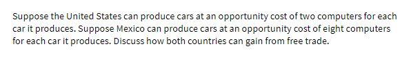 Suppose the United States can produce cars at an