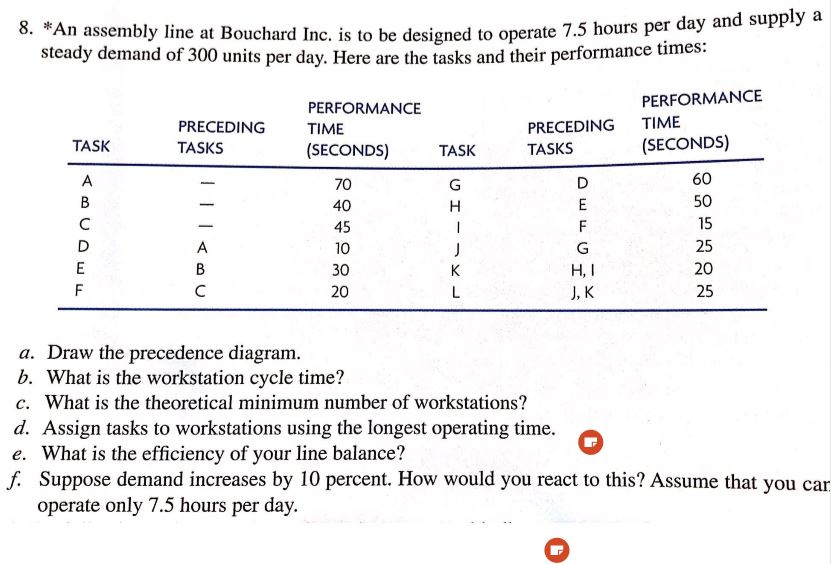 Please show your work 8. "An assembly line at