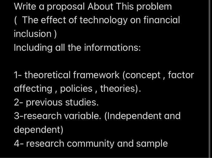 Write a proposal About This problem ( The effect