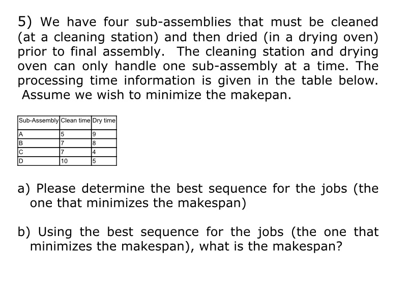 5) We have four sub-assemblies that must be