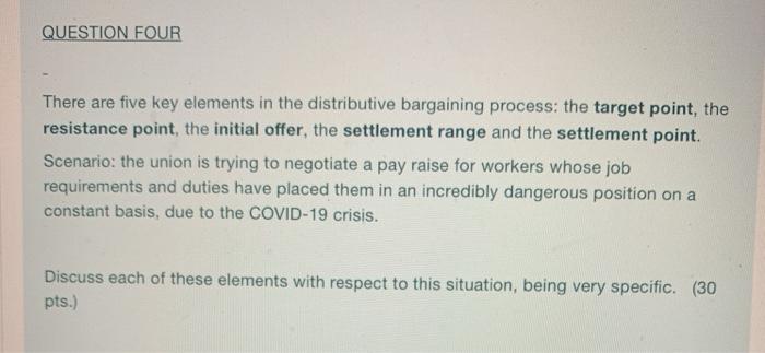 QUESTION FOUR There are five key elements in the