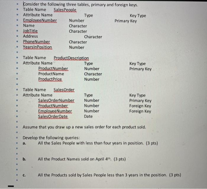 Consider the following three tables, primary and