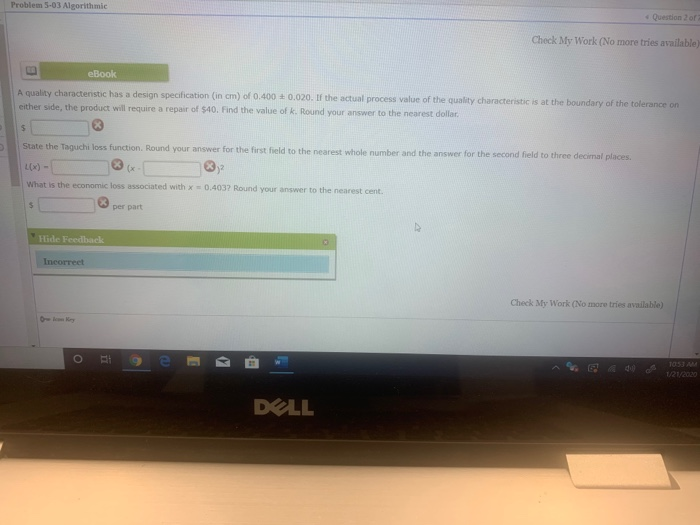 Problem 5-03 Algorithmic Question or Check My