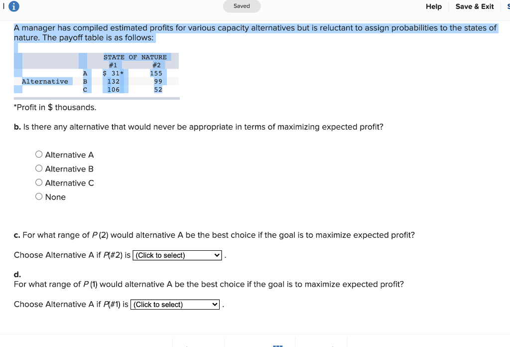 10 Saved Help Save & Exit A manager has compiled