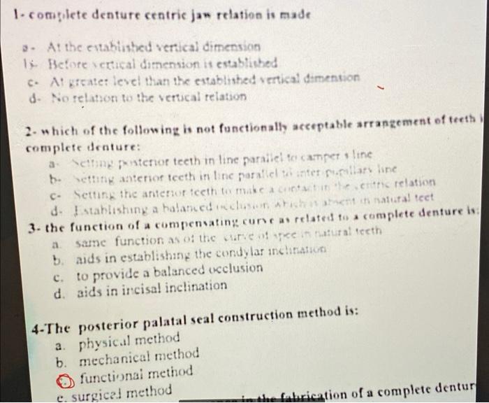1. complete denture centric jan relation is made