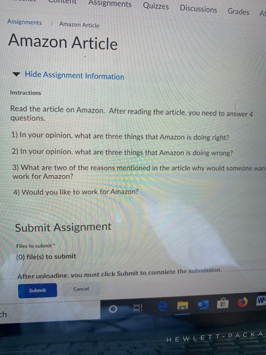 Assignments Quizzes Discussions Grades At