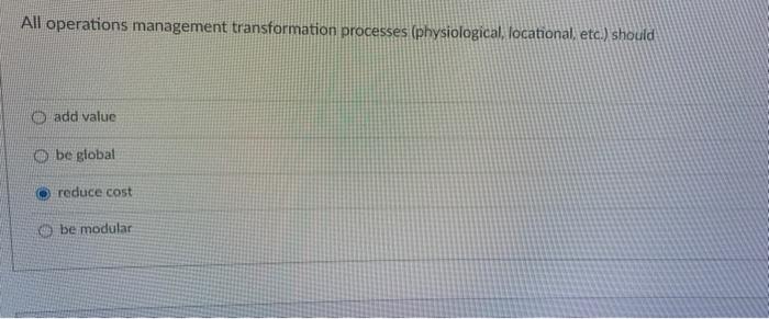 All operations management transformation