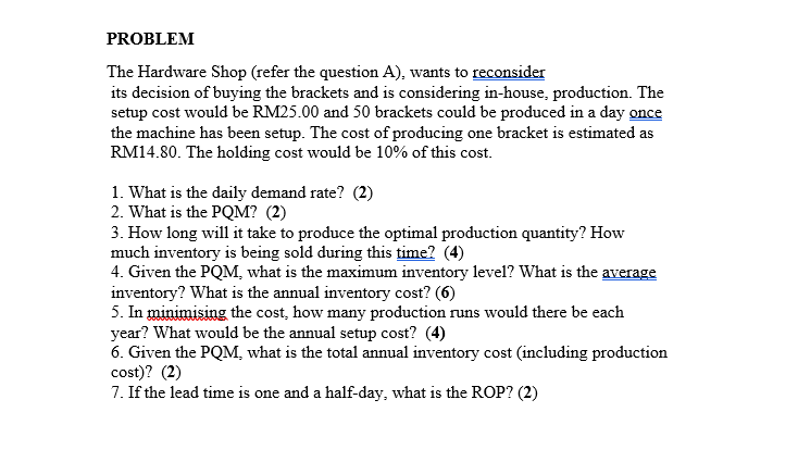 solve problem2 PROBLEM 11 A Hardware Shop sells