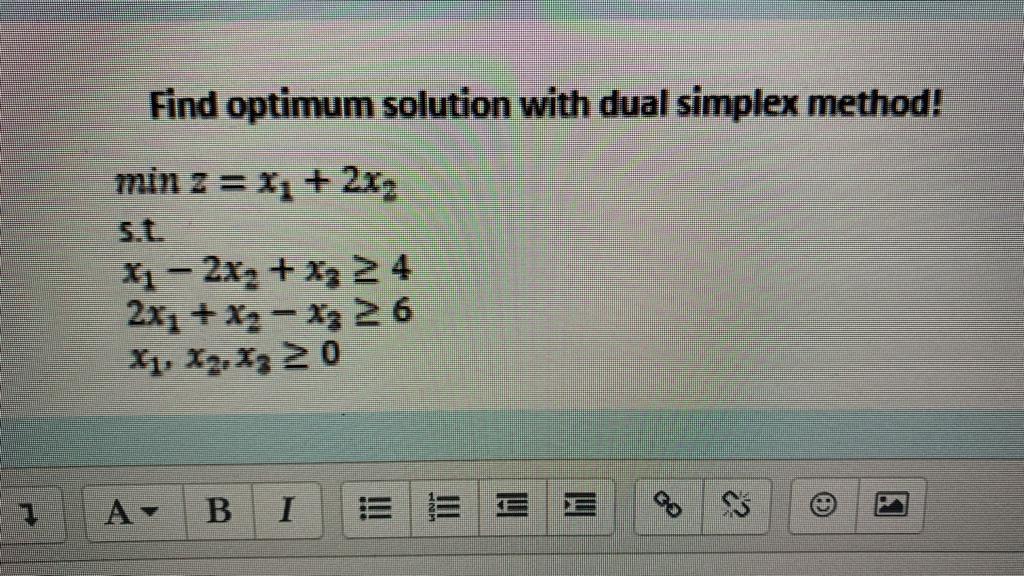 Find optimum solution with dual simplex method