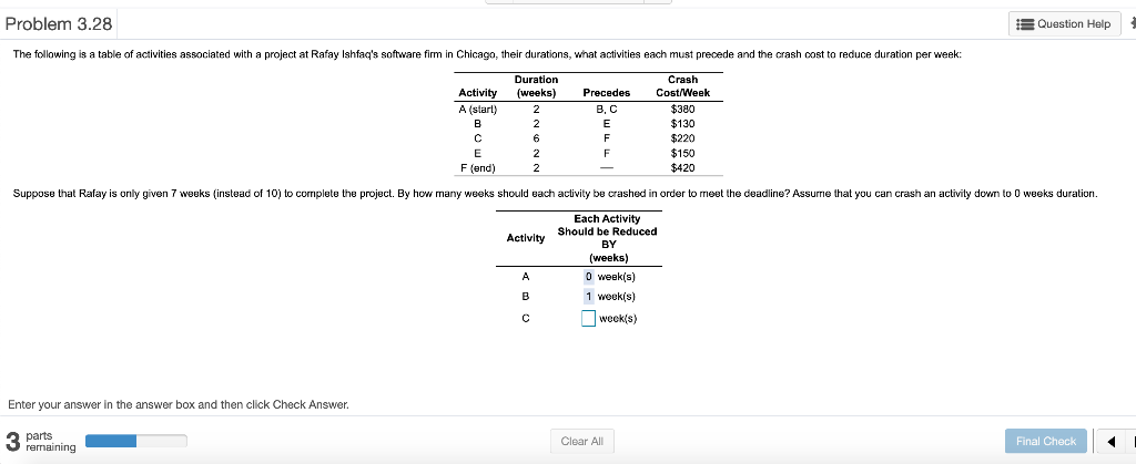 Activity C - (WEEKS)? D - (WEEKS)? E - (WEEKS)? F