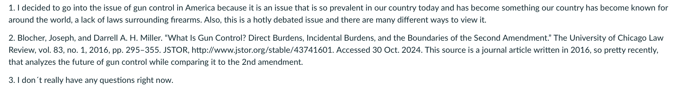 1.1 decided to go into the issue of gun control