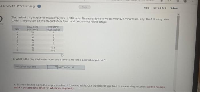 d Activity #2. Process Design Help Save & Exit