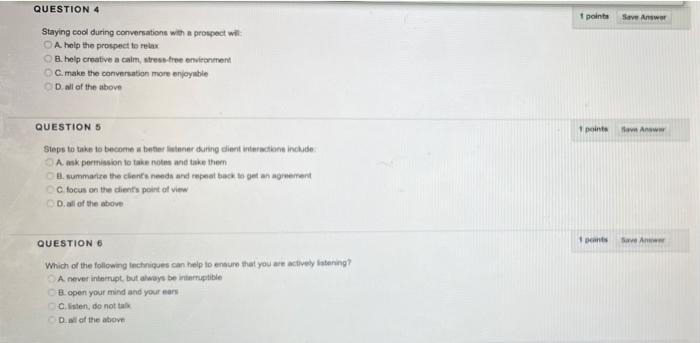 *Sales Management* QUESTION 4 1 points Save