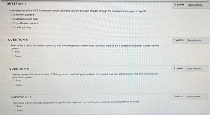 *Sales Management* 1 points Save Answer QUESTION