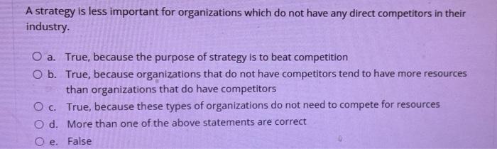 A strategy is less important for organizations
