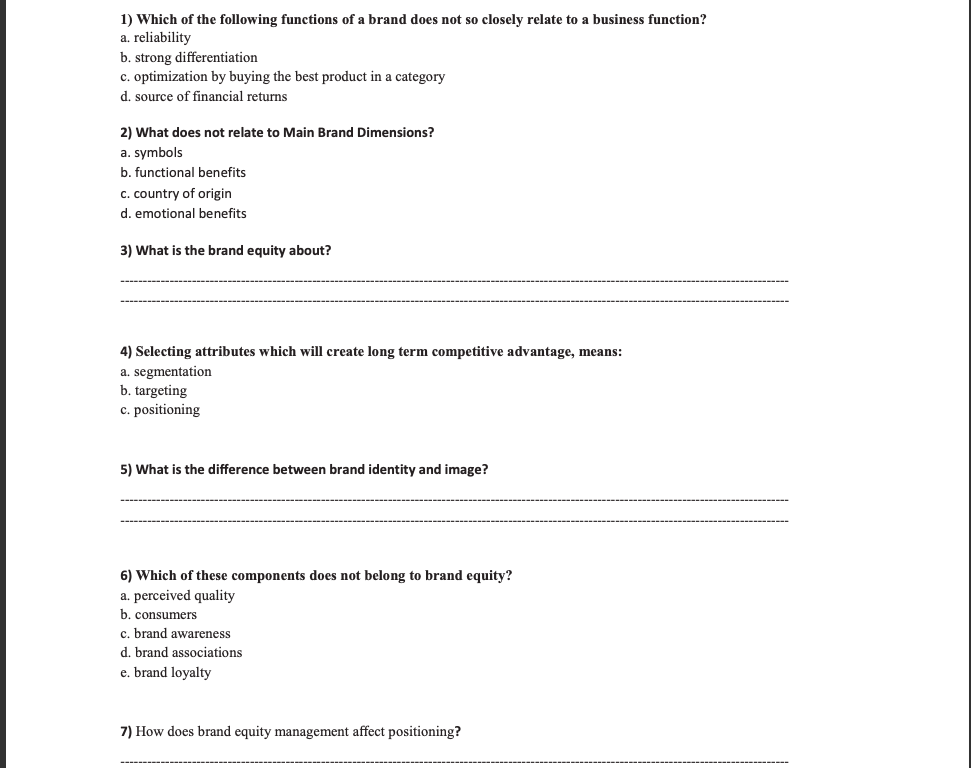 1) The basic attributes or functions of a product