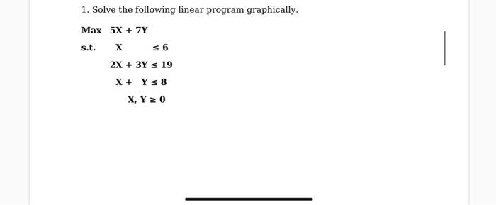 1. Solve the following linear program
