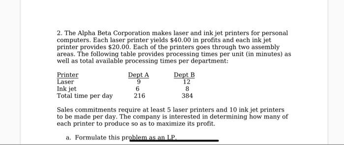 1. Solve the following linear program