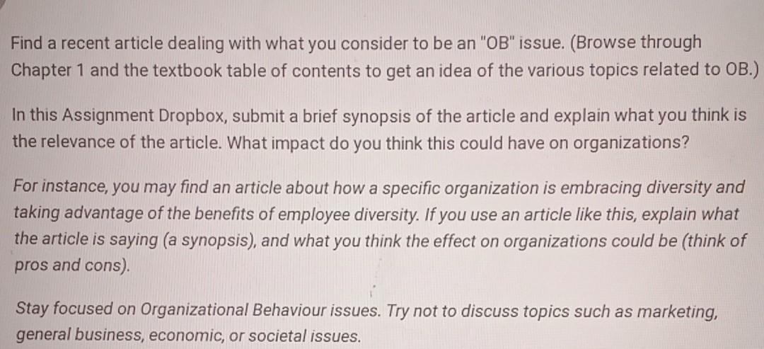 OB issues Find a recent article dealing with what