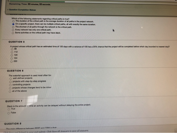 Remaining Time: 33 minutes, 22 seconde Question