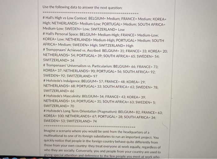 Use the following data to answer the next