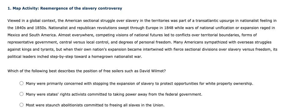1. Map Activity: Reemergence of the slavery