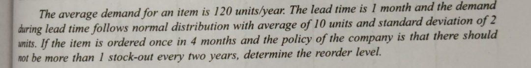 Operations Management The average demand for an