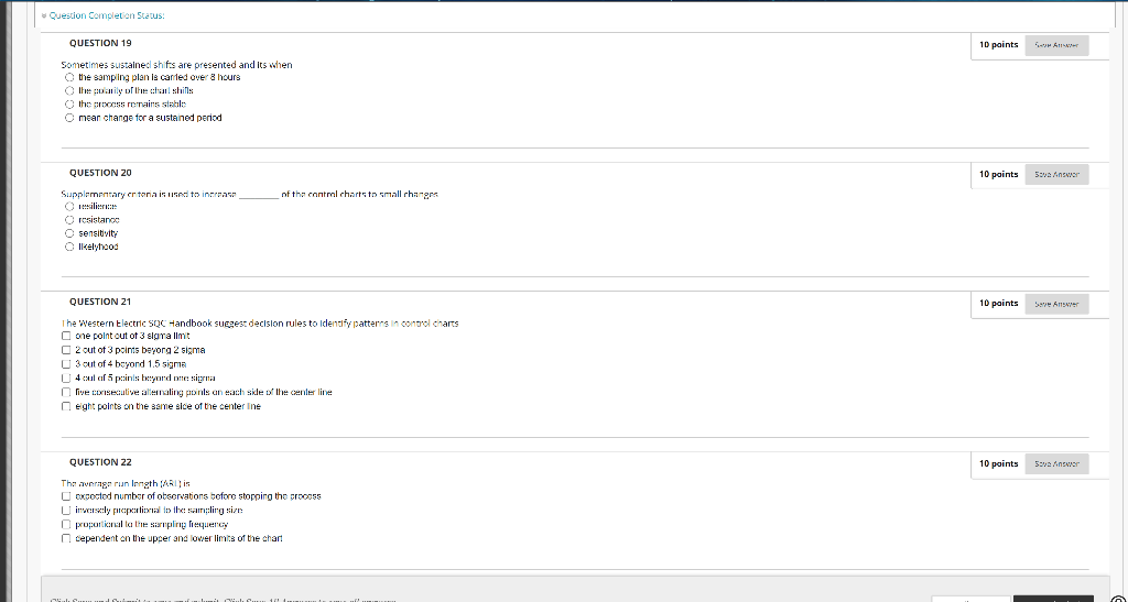 Question Completion Status: QUESTION 19 10 points