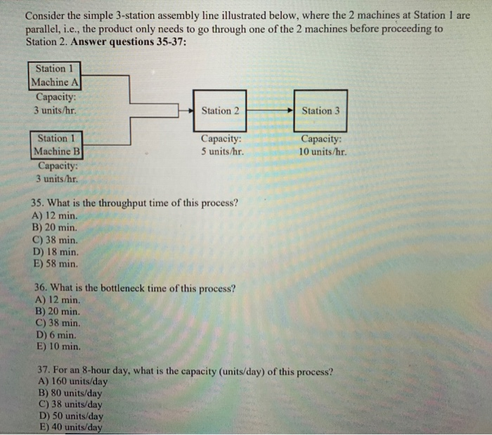 Consider the simple 3-station assembly line