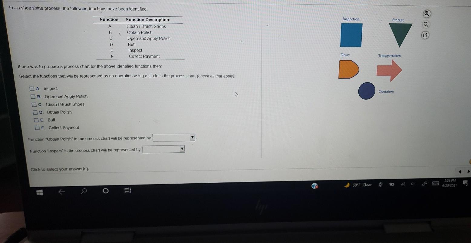 will rate! For a shoe shine process, the