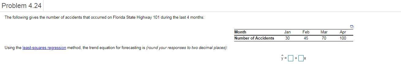 Problem 4.24 The following gives the number of