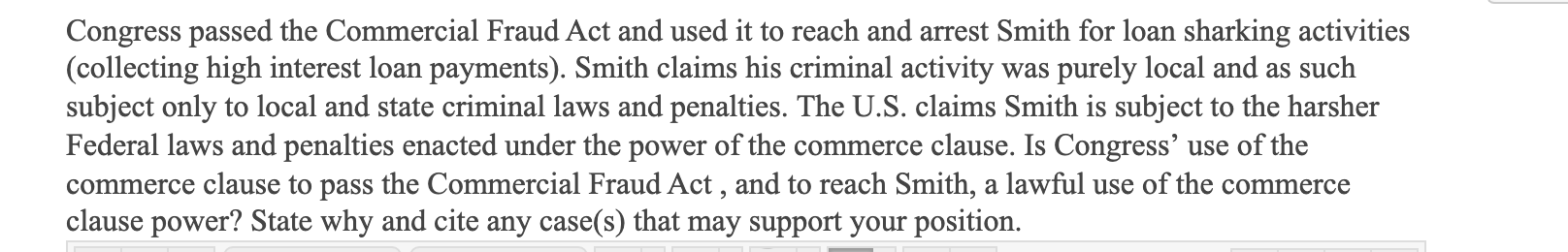 Congress passed the Commercial Fraud Act and used