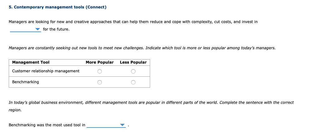 5. Contemporary management tools (Connect)