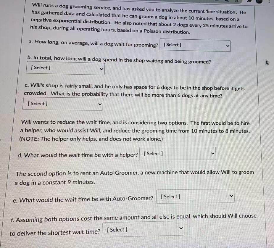 Please ASAP Will runs a dog grooming service, and