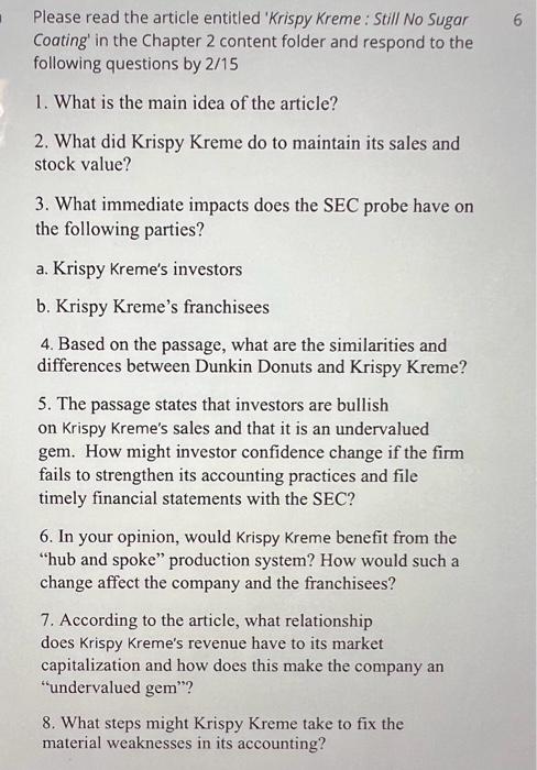 Need help answering #1-8 please, article attached