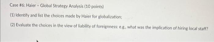 Case #6: Haier - Global Strategy Analysis (10