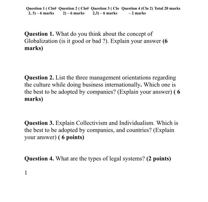 please answer this urgently. Question 1 ( Clo#