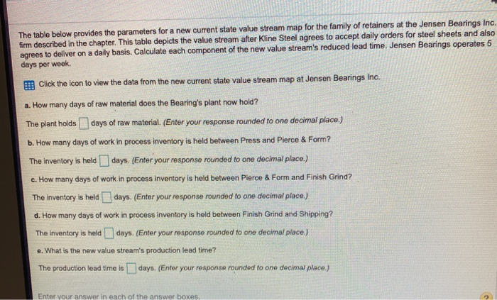 The table below provides the parameters for a new